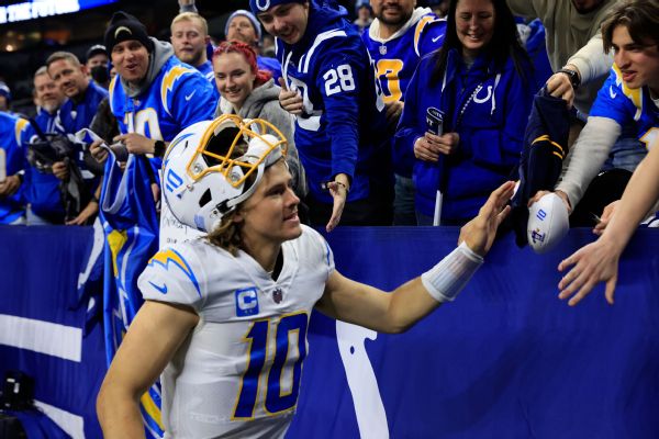 Chargers bolt past Colts, secure AFC playoff berth