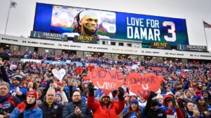 'Heart is with you': Hamlin backs Bills from home