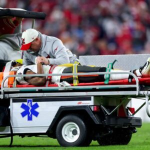 Bucs' Gage carted off field late, taken to hospital