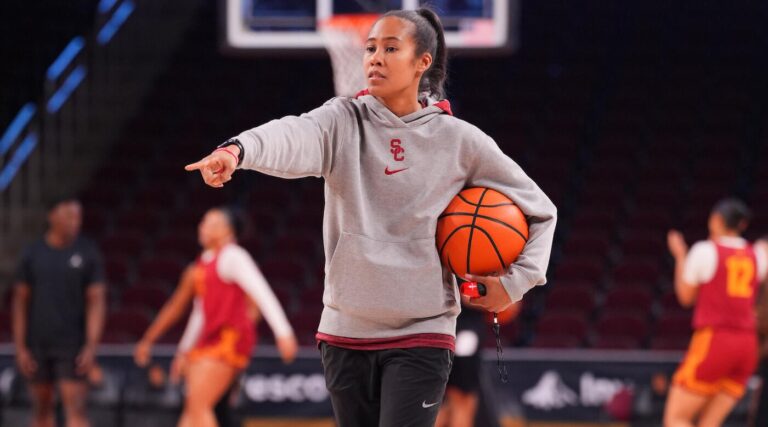 USC assistant Courtney Jaco talks recruiting Kiki Iriafen and becoming the Trojans' 'rising star'