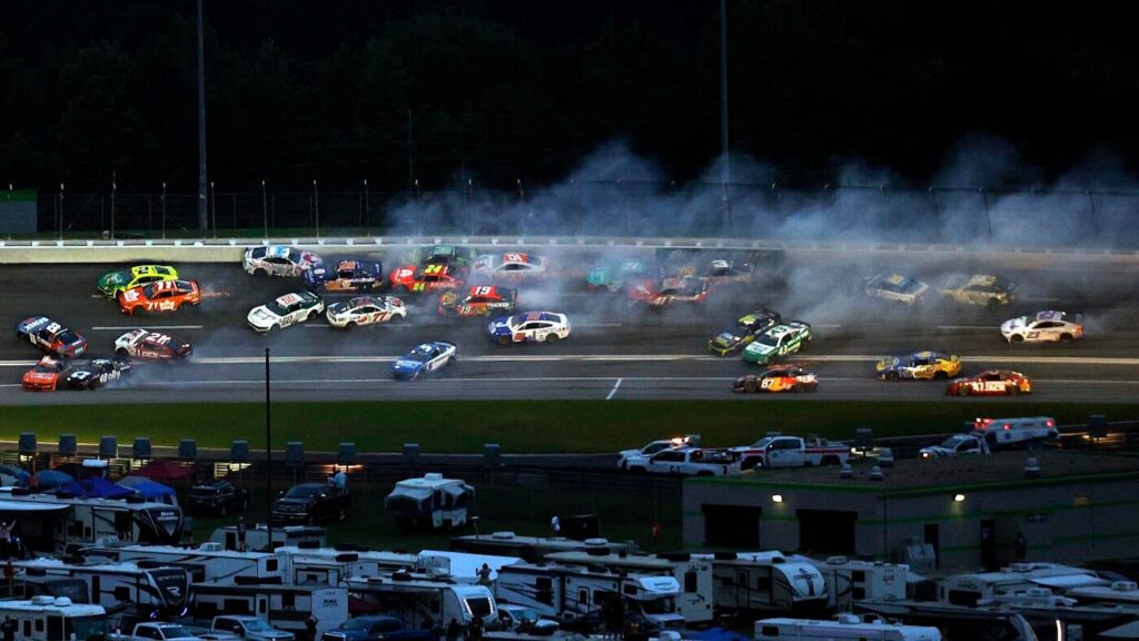 WATCH: Over 20 cars involved in huge crash during NASCAR Cup Series race at Atlanta