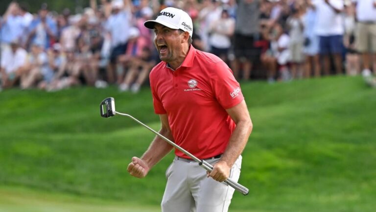 Keegan Bradley playing best golf of career, somehow freed up by pressure of United States Ryder Cup captaincy
