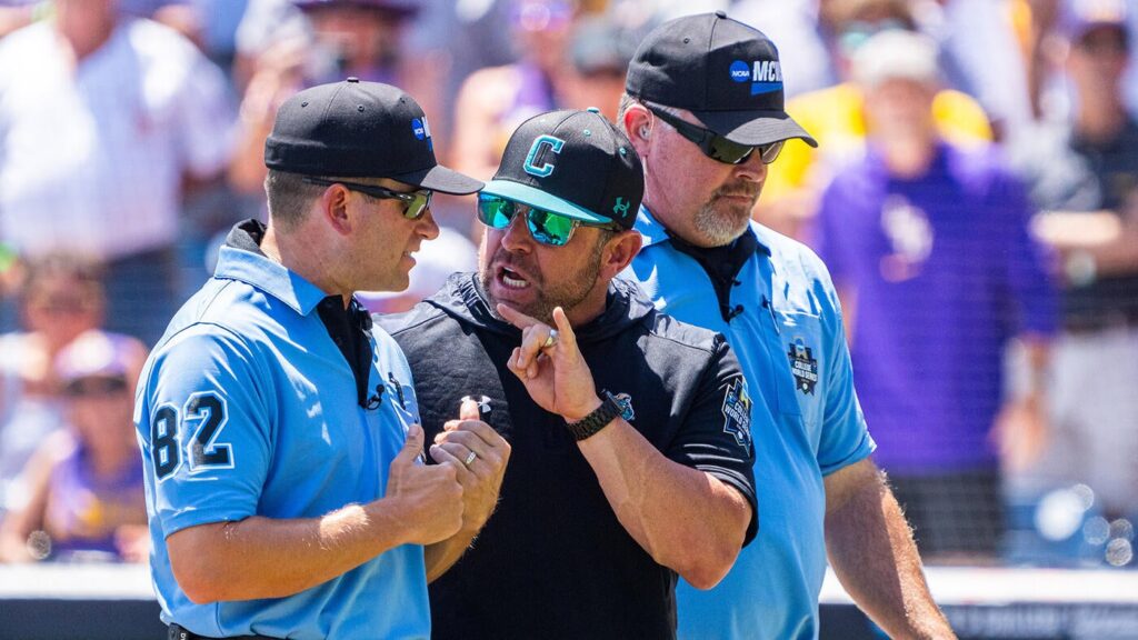 WATCH: Two Coastal Carolina coaches ejected, suspended in first inning of College World Series Game 2