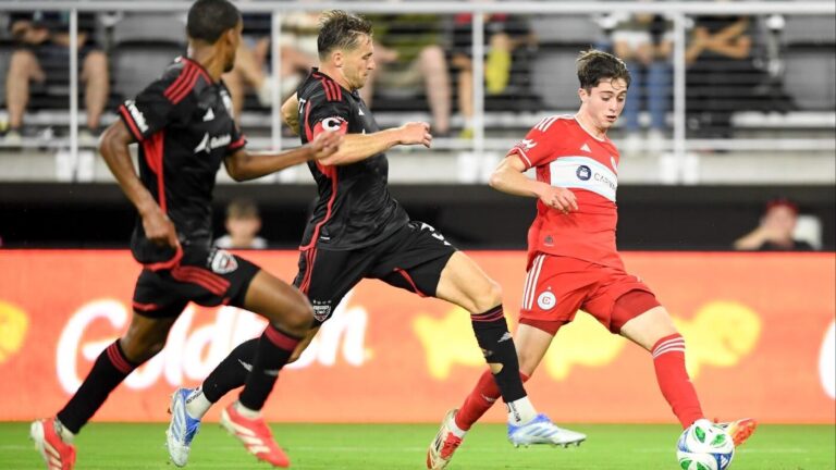 Baby walks onto field during Major League Soccer match between D.C. United and Chicago Fire