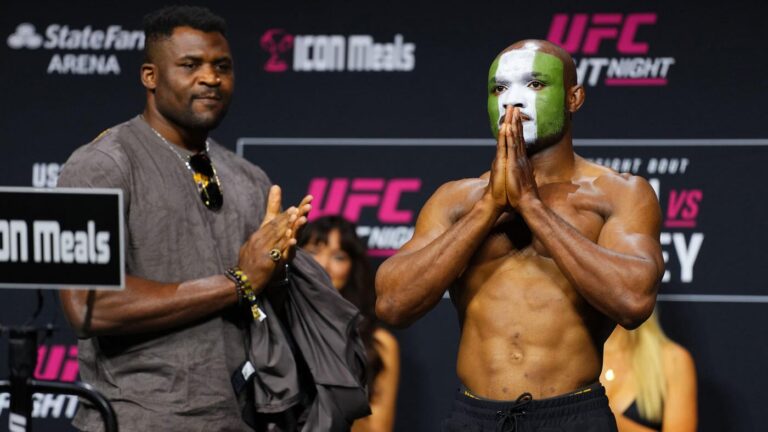 Francis Ngannou makes first UFC appearance since his release, surprises fans at Fight Night weigh ins