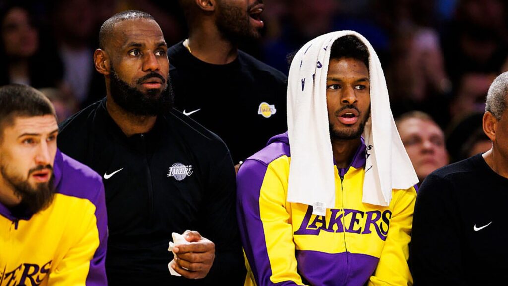 Lakers' Bronny James reacts to speculation of LeBron James potentially leaving Los Angeles this offseason