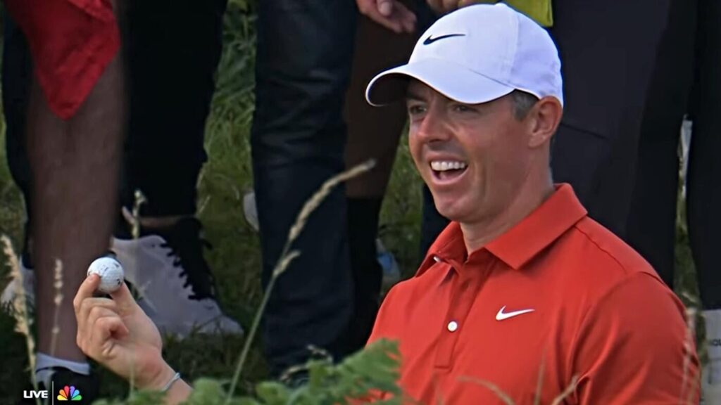 WATCH: Rory McIlroy hits two balls on one shot in crazy moment during third round at 2025 Open Championship
