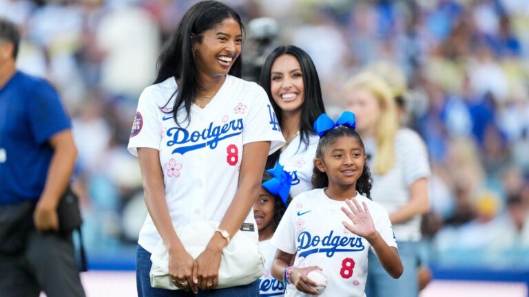 WATCH: Kobe Bryant's daughter, Bianka, throws first pitch as Dodgers celebrate late Lakers, NBA legend