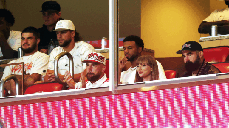 Taylor Swift, Travis Kelce make first public appearance since engagement at Cincinnati vs. Nebraska game