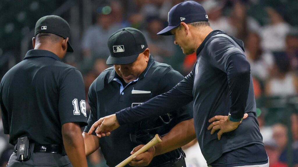Umpires confiscate bat of Astros' Taylor Trammell after Yankees manager Aaron Boone asks to have it checked
