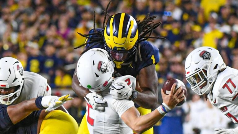 Jaishawn Barham targeting call upheld by Big Ten, forcing Michigan's star LB to miss first half vs. Oklahoma