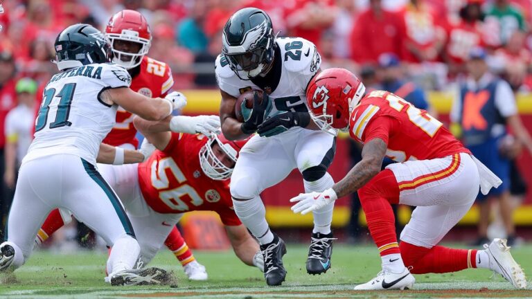 NFL fines Eagles' Saquon Barkley for unnecessary roughness, Chiefs' Travis Kelce for 'obscene gestures'