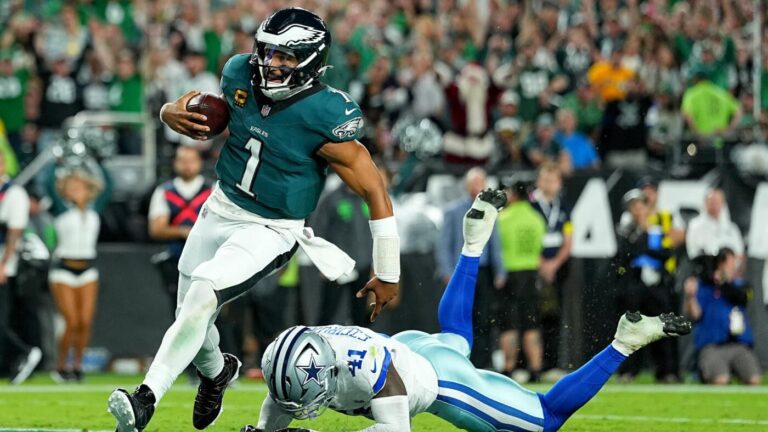 Jalen Hurts put the Eagles on his back vs. Cowboys after Jalen Carter's spit stained opening night