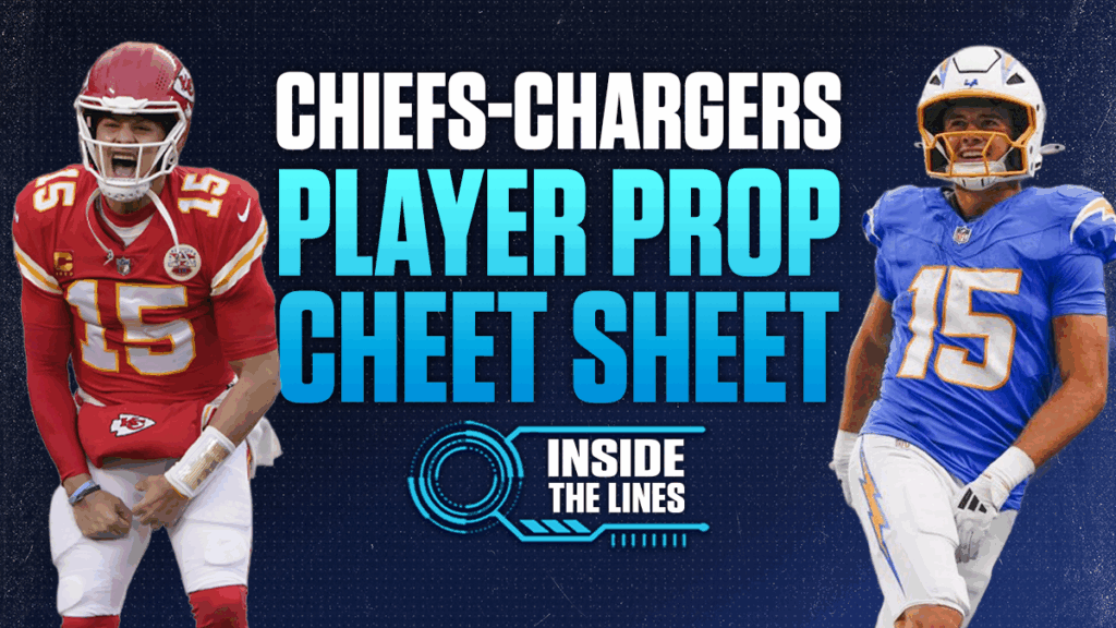 Inside the Lines Chiefs-Chargers prop cheat sheet: Patrick Mahomes INT, Ladd McConkey TD, Xavier Worthy TD