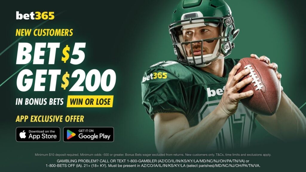 Use bet365 bonus code CBSBET365, get $200 bonus bets by targeting Lions-Buccaneers Over, Mariners on Monday