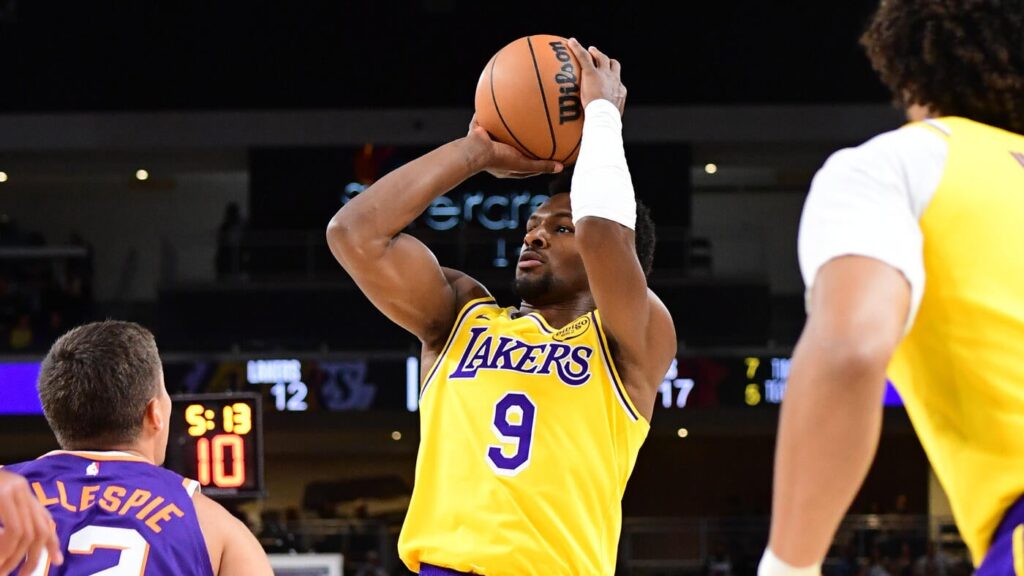Bronny James struggles in 1-for-12 preseason debut, but JJ Redick lauds Lakers guard's offseason growth
