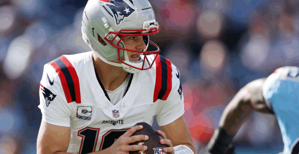 Drake Maye reacts with humility after breaking Tom Brady record during Patriots win over Titans