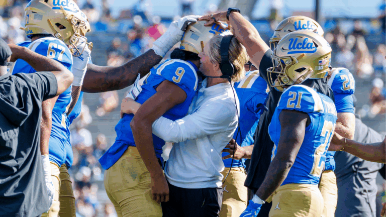 WATCH: Rick Neuheisel reacts as son Jerry Neuheisel helps UCLA shock No. 7 Penn State in play-calling debut