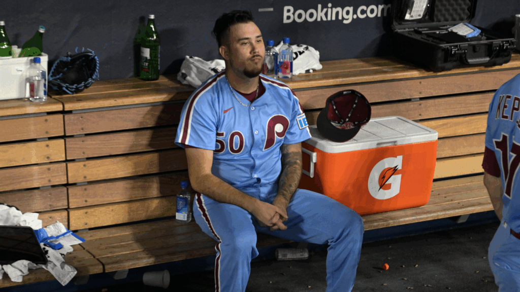 Phillies' Orion Kerkering reacts after season-ending error vs. Dodgers: 'Really f----ing sucks right now'