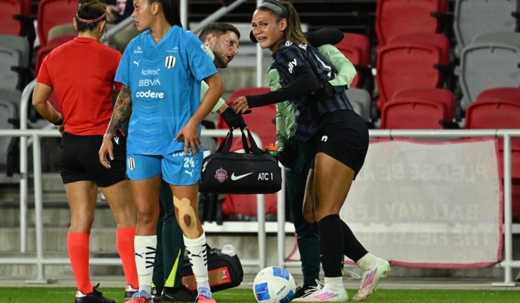 Trinity Rodman injury: USWNT star leaves Washington Spirit game on crutches after attempting tackle
