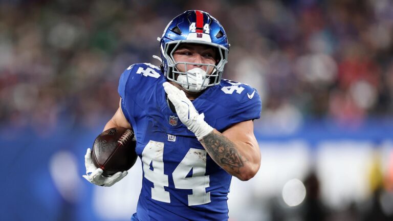 Cam Skattebo injury: Giants rookie sensation RB carted off field after leg rolled up on vs. Eagles