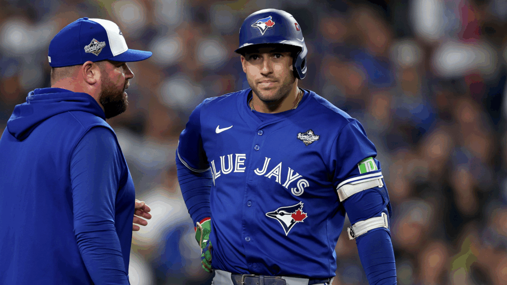 George Springer injury: Blue Jays slugger leaves World Series Game 3 early after clutching side on swing