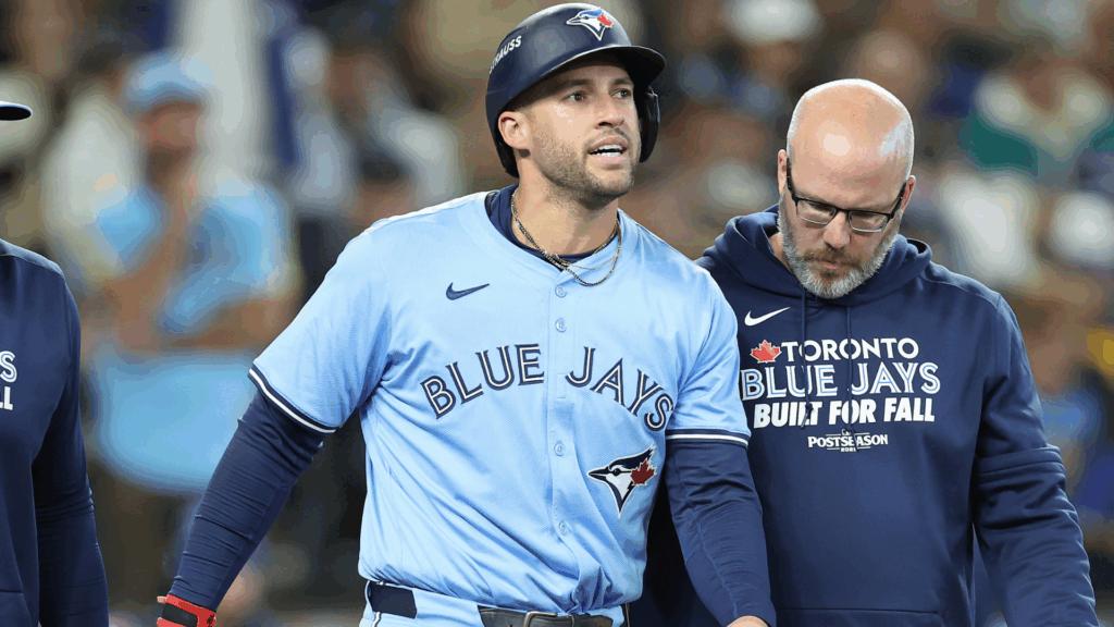 George Springer injury: Blue Jays star exits ALCS Game 5 early after getting hit by Mariners' Bryan Woo