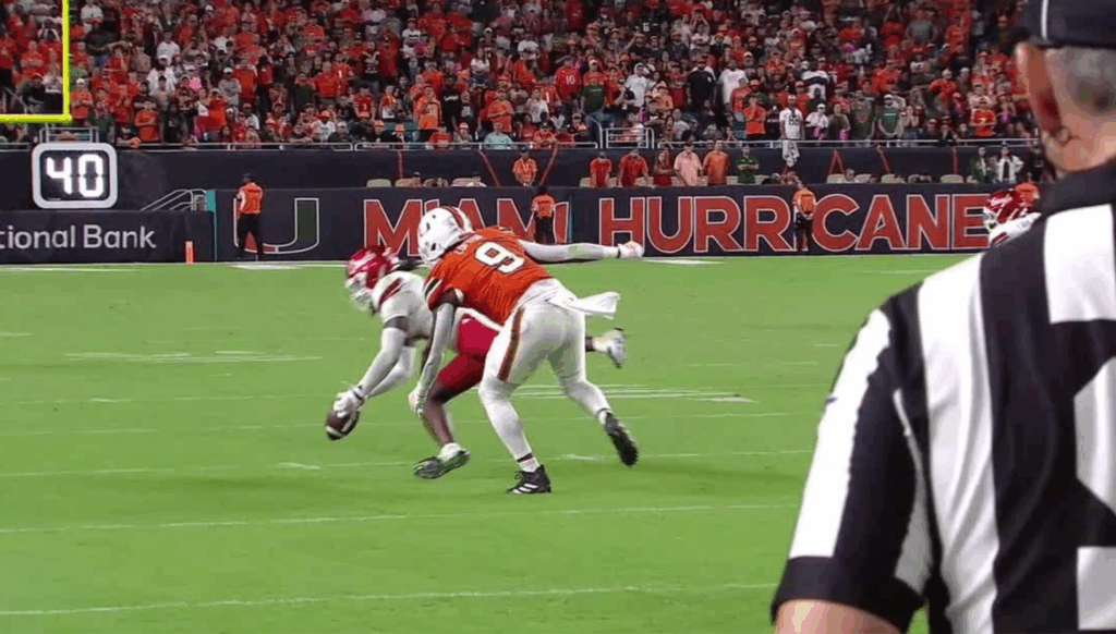 WATCH: Louisville LB T.J. Capers hauls in play-of-the-year candidate INT to clinch upset win over No. 2 Miami