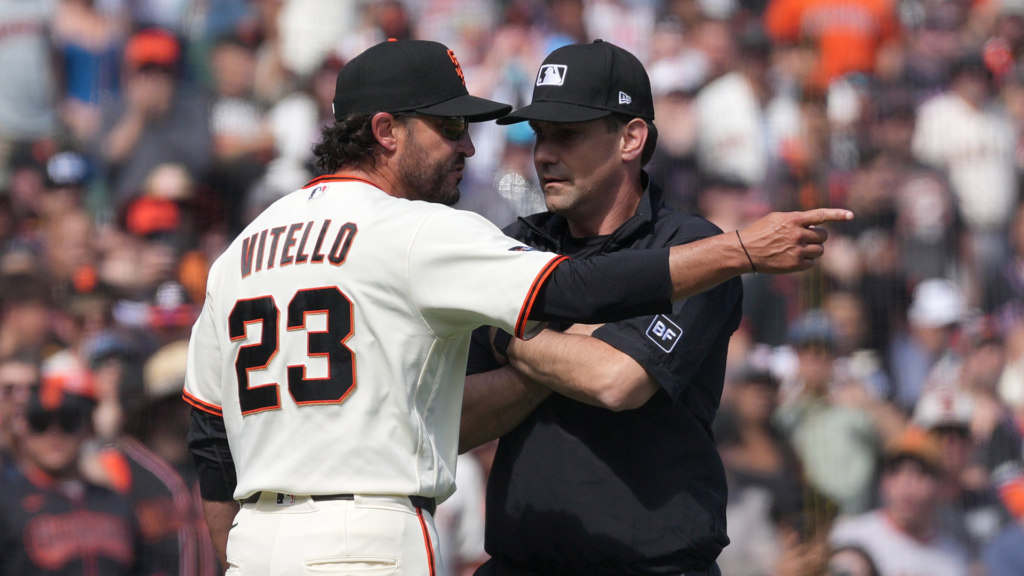 Giants manager Tony Vitello cites old college grudges to defend his first MLB ejection