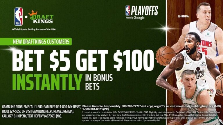 Use DraftKings promo code for $100 in bonus bets by targeting Thunder-Lakers, Pistons-Cavaliers, MLB Monday