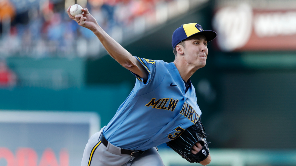 Brewers All-Star Jacob Misiorowski pulled while working on no-hitter vs. Nationals due to cramp