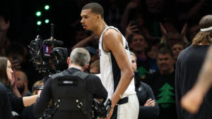 Victor Wembanyama ejected from Spurs vs. Wolves Game 4 after elbowing Naz Reid