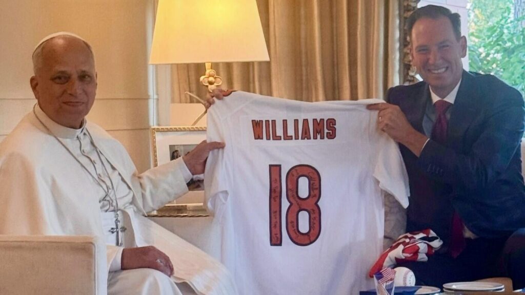 Did Caleb Williams leak the Bears' new alternate uniform with gift to Pope Leo XIV? Here's what we know