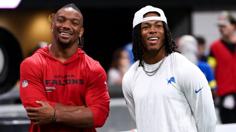No contract, no practice: Star RBs Bijan Robinson and Jahmyr Gibbs stage hold-ins while awaiting extensions