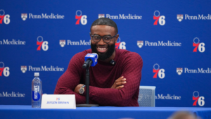 Jaylen Brown details bumpy Celtics exit, relationships with Jayson Tatum, Joel Embiid in 76ers introduction